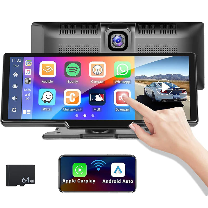 10.26 inch dashcam dual camera touch screen,Carplay, and GPS navigation